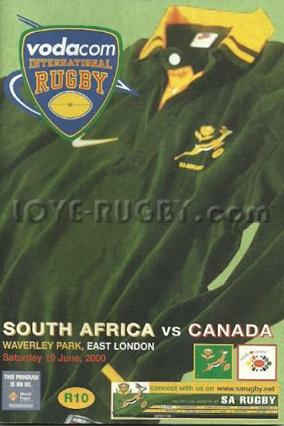 2000 South Africa v Canada  Rugby Programme